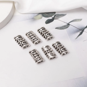 Vintage Viking Dreadlock Beard Beads Celtic Hollow Alloy Tube Beads For Hair Braiding DIY Jewelry Making Accessories Antique Silver