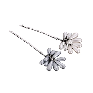 Vintage pearl grape cluster bobby pins with blue and white beads for women