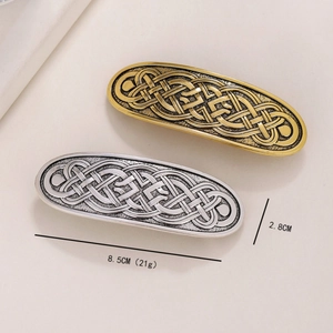 Vintage Celtic knot hair clips set in gold and silver finish for elegant women