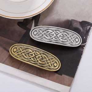 Vintage Celtic Knot Alloy Hair Clip For Women Antique Gold Silver Embossed Metal Barrette Fashion Hair Accessories Gift