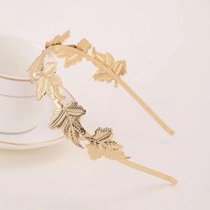 Baroque Gold Leaf Headband Alloy Maple Leaf Hair Hoop Elegant Wedding Party Bridal Hair Accessories For Women Jewelry