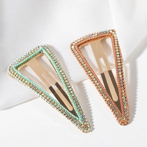 Korean Style Triangle Rhinestone Hair Clip Elegant Alloy Geometric BB Snap Clip Women Hair Accessories Headwear