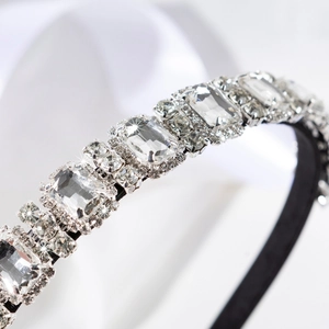 Elegant padded headband with sparkling silver rhinestones for formal evening events