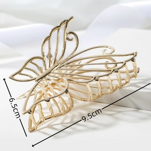 Pince à cheveux papillon élégante en métal doré avec design sculpté pour femmes chic