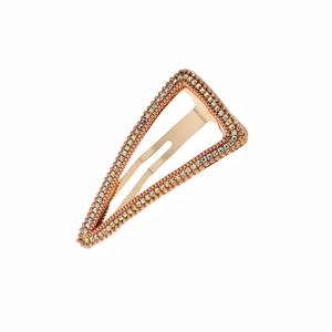 Rose gold triangle BB hair clip with colorful crystals and polished metal finish