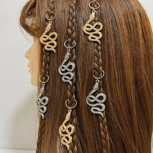 Anneaux de cheveux serpent ethniques en or et argent pour dreadlocks et coiffures tressées