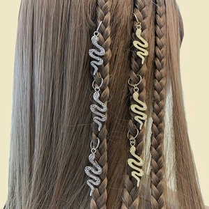 Vintage Snake Shape Hair Clips Alloy Metal Dreadlock Accessories For Women Fashion Ethnic Style Spiral Charms Gold Silver Hair Jewelry