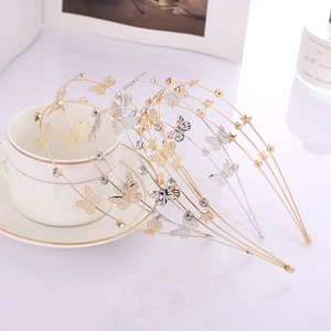 Luxus Legierung Strass Schmetterling Haarreif Doppelschichtig Hohler Stern Haarreifen Für Damen Hochzeit Party Haarschmuck