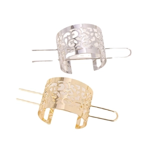 Vintage hollow metal hair crown and pin set in gold and silver finish for women