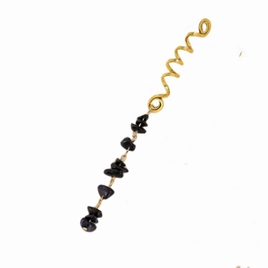 Anneau de cheveux bohème avec spirale dorée et pendentif en pierre de sable bleu