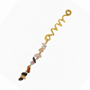 Spirale à cheveux bohème avec bobine dorée et pierres naturelles brutes multicolores