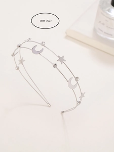 Detail of silver double-row star and moon headband with rhinestones, 38cm 12g weight