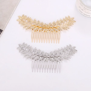 Baroque Leaf Metal Hair Comb For Women Bridal Wedding Hair Accessories Gold Silver Alloy Leaf Decoration Hair Pin Comb