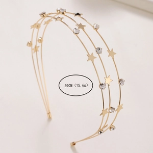 Serre-tête multicouche doré élégant avec étoiles et strass pour un look stylé