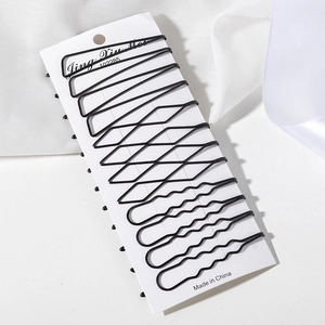 Minimalistisches Schwarzes Metall Haarklammern Set Für Damen Wellenförmige Geometrische Hohle Bobby Pins Rutschfeste Haarstyling Zubehör