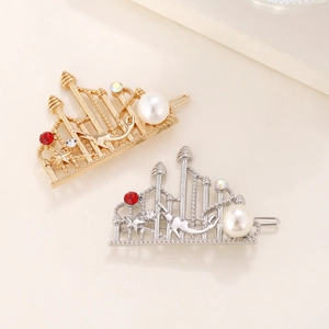 Fairytale castle mermaid hair clips with pearls and rhinestones in gold and silver