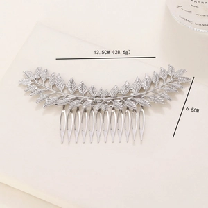 Baroque silver leaf hair comb with realistic leaf texture for elegant bridal hair styling