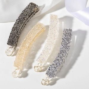 Pinces à cheveux banane étincelantes avec strass en quatre couleurs élégantes pour femmes
