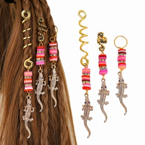 Fermagli per Capelli Dreadlocks in Lega Vintage con Coccodrillo in Strass Oro Ciondoli per Trecce Gioielli Donna Hip Hop