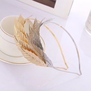 Serre-tête en Métal Style Grec Vintage Feuille Or Argent Électroplaqué Couronne de Laurier Bande de Cheveux Pour Mariage Fête Femme