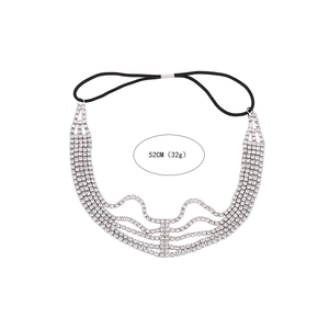 Sparkling multi-layer rhinestone bridal headband with elastic band, 52cm circumference