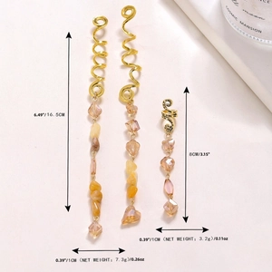 Bijoux de cheveux spirale serpent ethnique avec pendentifs cristal pour tresses africaines