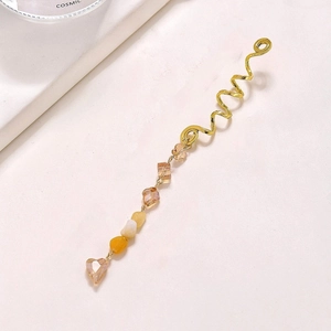 Bijoux de cheveux spirale dorée serpent avec pendentif cœur en cristal jaune naturel