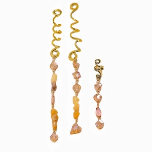 Lot de trois spirales à cheveux dorées en forme de serpent avec pendentifs en cristal