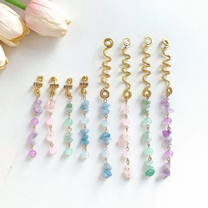 Bohemian Alloy Artificial Stone Dreadlock Pendants Spiral Spring Braid Clips Hair Decoration Jewelry For Women Accessories