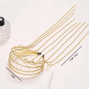 Serre-tête multicouche doré de luxe avec des glands en strass de style bohème