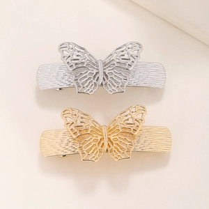 Vintage hollow butterfly hair clips in gold and silver finish for women hair styling