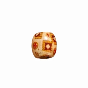 Macro shot of a vintage style wooden bead with geometric patterns for DIY hair braiding