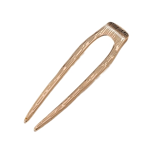 Eleganter goldener U-förmiger Haarnadel aus Metall mit vertikalem Streifenmuster für Dutt