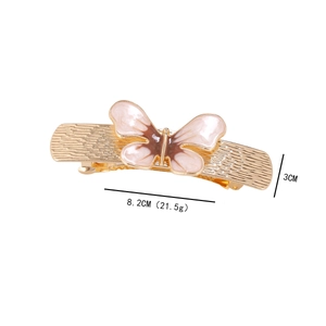 Elegant butterfly hair clip with gradient oil-drip texture and 8.2cm golden metal base