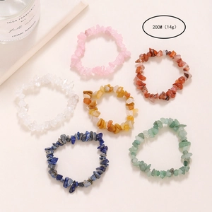 Natural amethyst and colorful crystal stone chip bracelets set for women 20cm