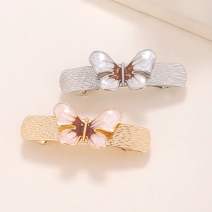 Vintage Alloy Butterfly Hair Clip Elegant Drip Oil Enamel Spring Clip Fashion Hair Accessories For Women Gold Silver