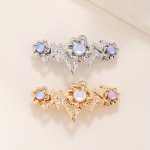 Pince à Cheveux Baroque en Alliage Pierre de Lune Irrégulière Barrette Latérale Bec de Canard Design de Luxe Accessoires Cheveux Femme
