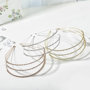 Lot de serre-têtes à trois rangées de strass en or, argent et or rose pour femmes