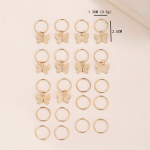 Golden butterfly dreadlock hair rings set for DIY braided hair accessories styling