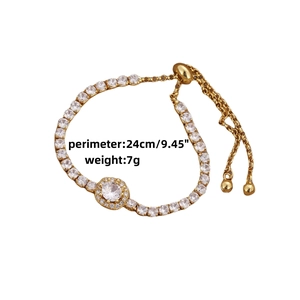 Elegant gold adjustable tennis bracelet featuring square cubic zirconia and 24cm perimeter