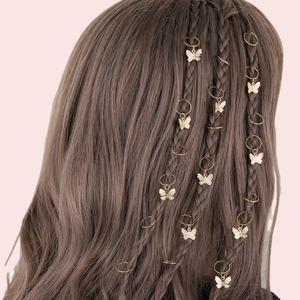 Alloy Butterfly Hair Rings For Braids Hollow Out Dreadlock Jewelry Hair Clips Accessories For Women Men Trendy Style