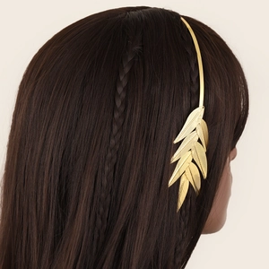 Golden Greek goddess style leaf headband accessory for elegant hair styling