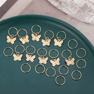 Golden butterfly hair braid rings and hollow cuffs set for DIY hair styling