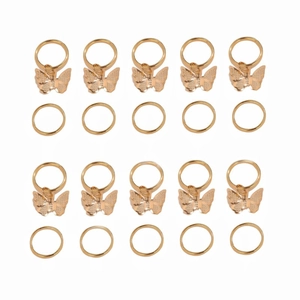 20pcs set of gold hollow butterfly dreadlock rings and minimalist hair cuffs for braiding