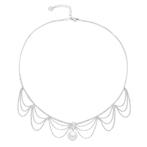 Collier en Alliage de Luxe Avec Strass et Gland de Künstliche Perle Femme Élégant Multicouche Choker Style Français Fête Bijoux