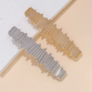 Barrette à cheveux minimaliste ondulée irrégulière éclair en finition or et argent