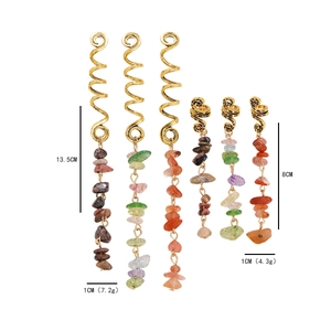 Spirales pour tresses dorées avec pierres naturelles en longueurs 13,5cm et 8cm