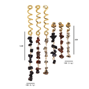 Golden spiral hair jewelry with natural stones in 16cm and 8cm length options