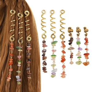Pinces à Cheveux Dreadlock en Spirale en Alliage Bohème Avec Pendentif en Pierre Naturelle Accessoires Cheveux Vintage Femme