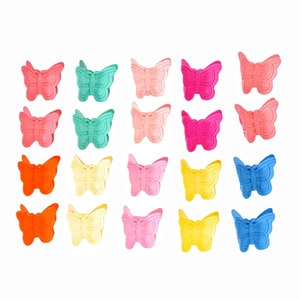 Set di 20 mini mollette per capelli a farfalla colorate per bambine in colori assortiti